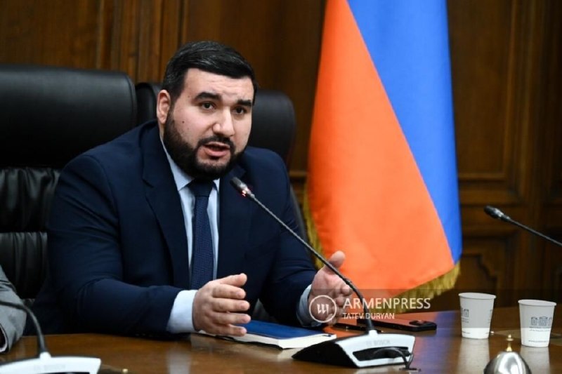 Депутат Национального Собрания Армении Ваагн Алексанян выступает с законодательной инициативой.