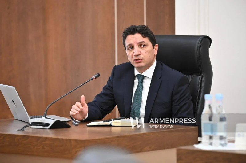 Министр финансов Армении Ваге Ованнисян выступает в парламенте