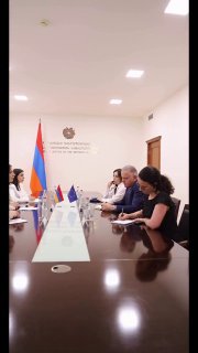 Встреча министра юстиции Армении Србуи Галян с главой делегации ЕС Василисом Марагосом в Ереване